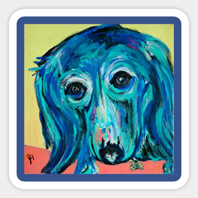 Blue Dachshund Sticker by Jeneralarts